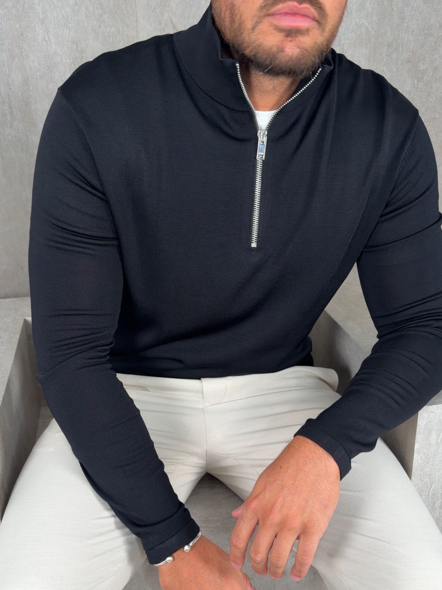 Fine Knit Half Zip Jumper