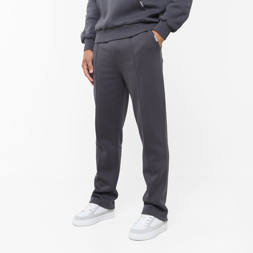 Pleated Open Hem Jogger | Dark Grey