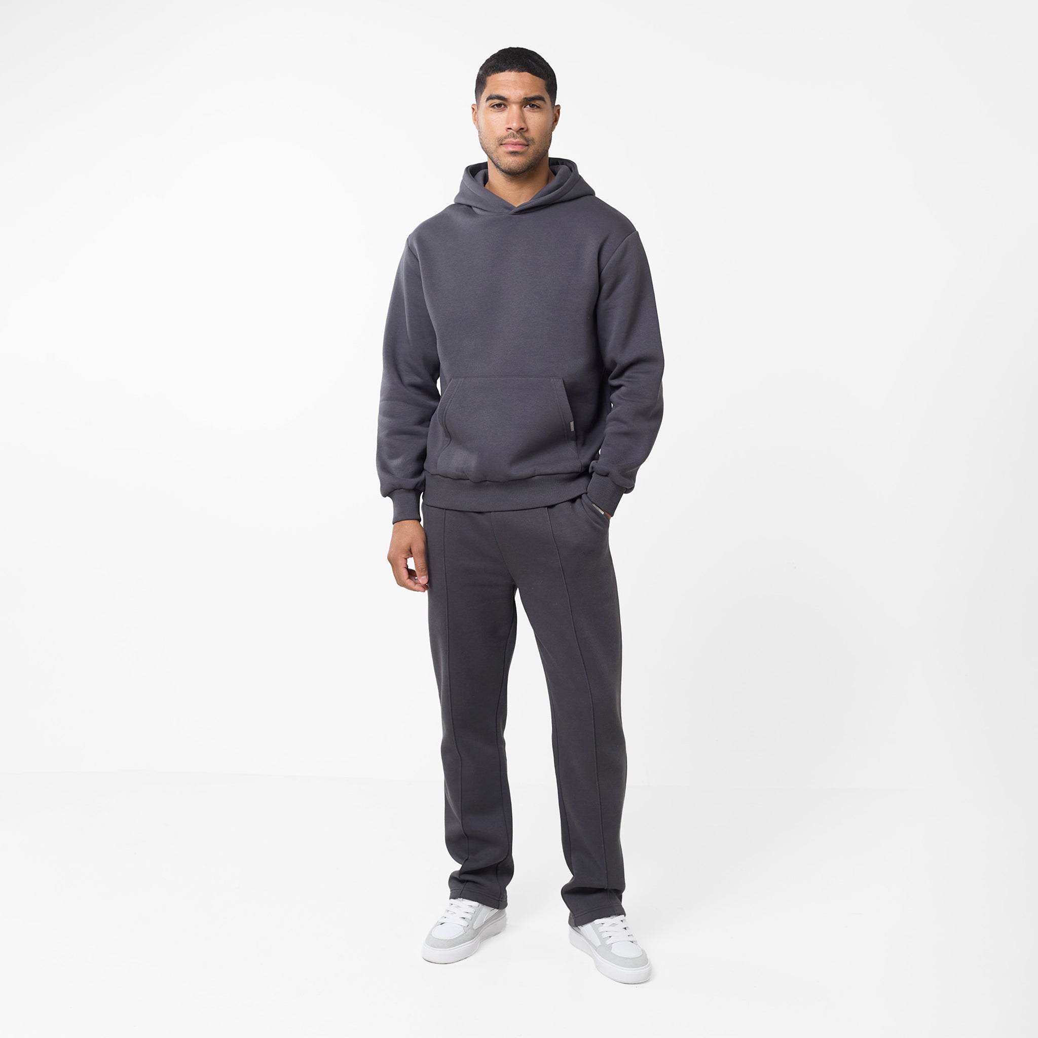 Pleated Open Hem Jogger | Dark Grey